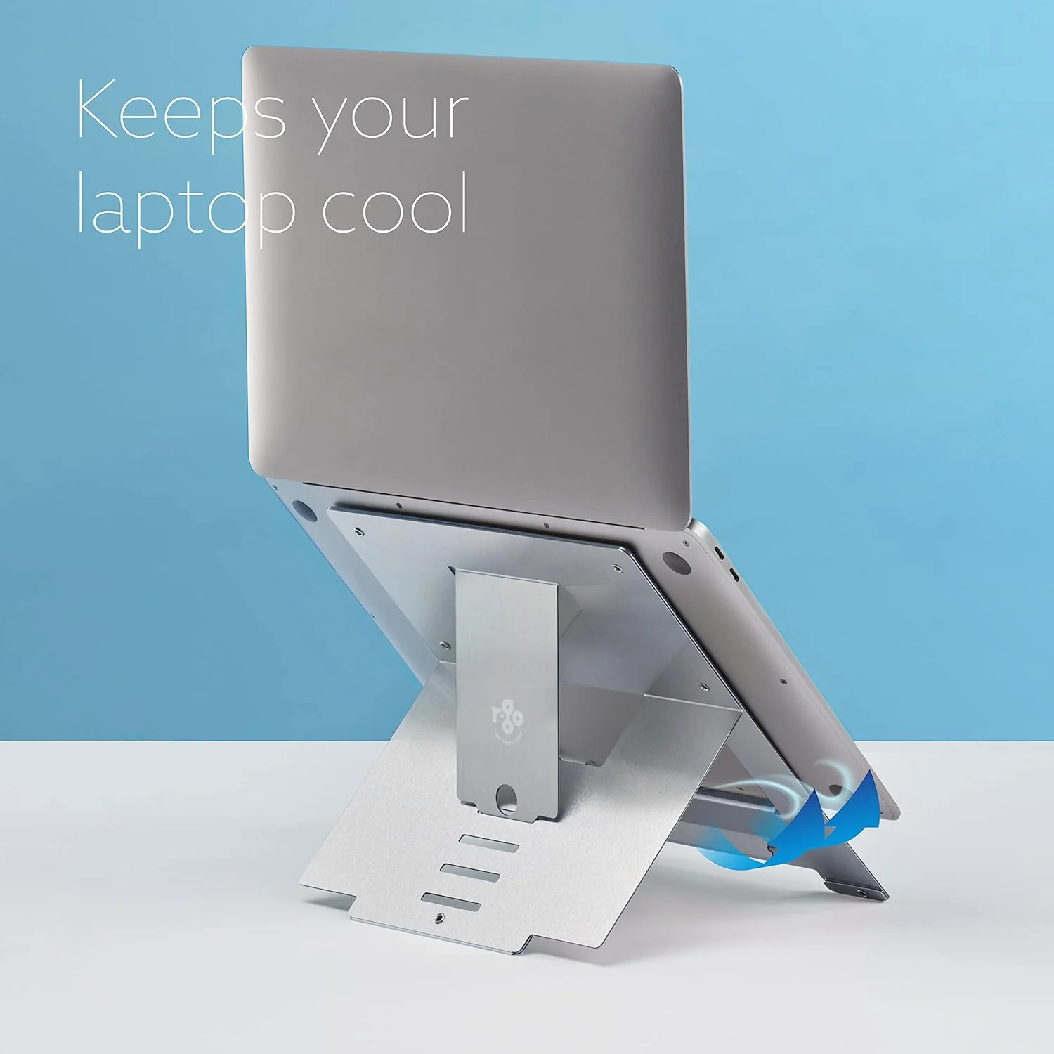 R-Go Tools Ergonomic Laptop Stand, Ultra-thin Aluminum, Adjustable Portable Notebook riser for desk, Compatible with 10-22" MacBook/Air Pro/Dell XPS/Lenovo, Support up to 11ibs, Silver - Image 2