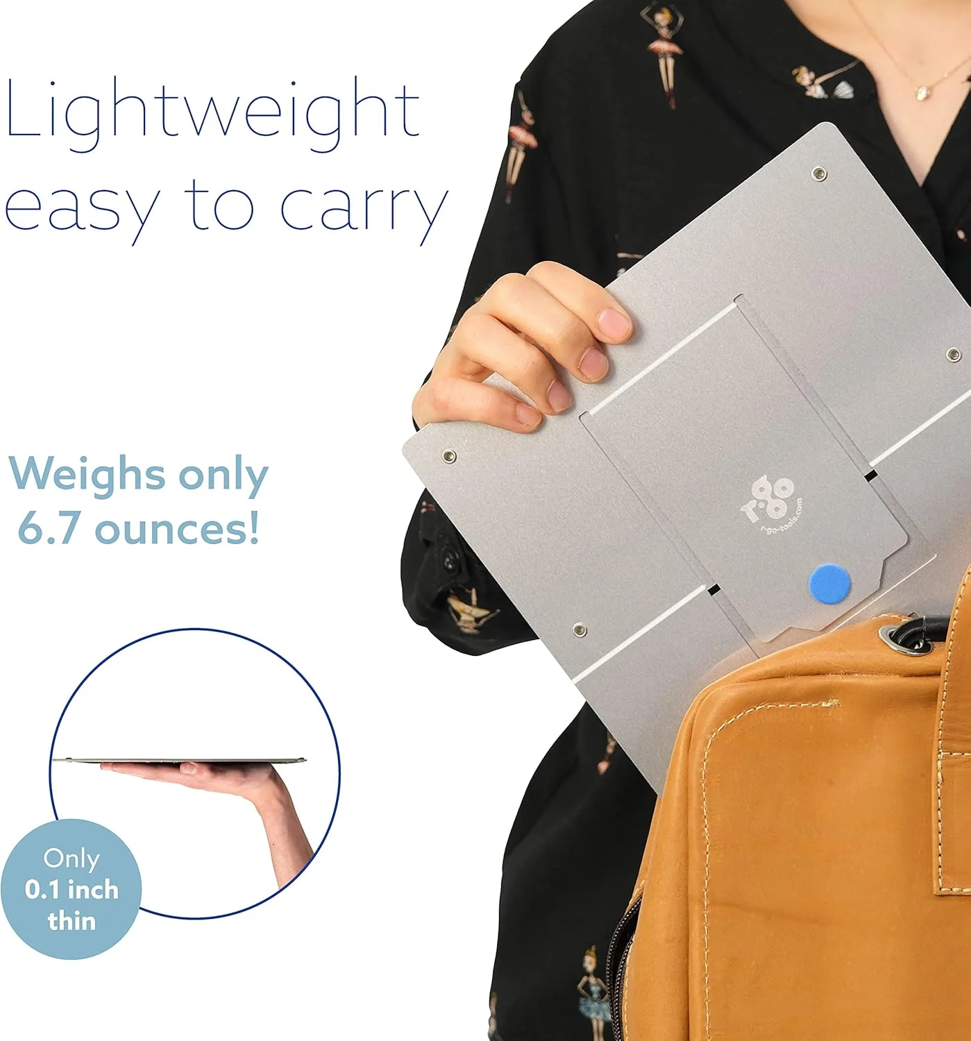 R-Go Tools Ergonomic Laptop Stand, Ultra-thin Aluminum, Adjustable Portable Notebook riser for desk, Compatible with 10-22" MacBook/Air Pro/Dell XPS/Lenovo, Support up to 11ibs, Silver - Image 4