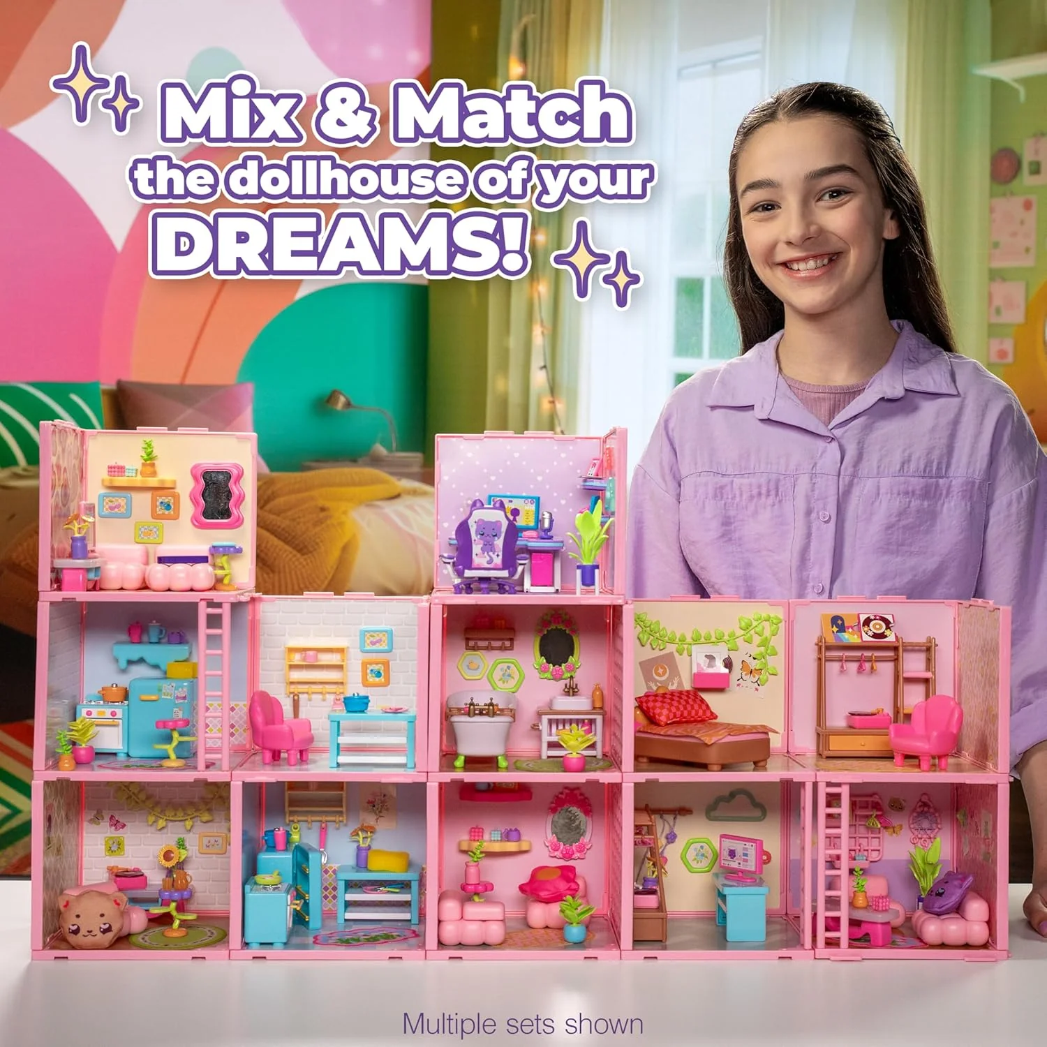 Goliath Suite Spaces - Deluxe Bedroom Set | Your Room, Your Rules! Contains 30 Bedroom Themed Accessories | Modular Dolls House Rooms with Customizable Furniture & Decor | For Ages 6+ - Image 3