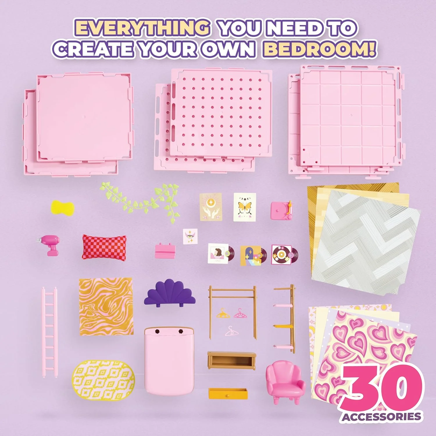 Goliath Suite Spaces - Deluxe Bedroom Set | Your Room, Your Rules! Contains 30 Bedroom Themed Accessories | Modular Dolls House Rooms with Customizable Furniture & Decor | For Ages 6+ - Image 4