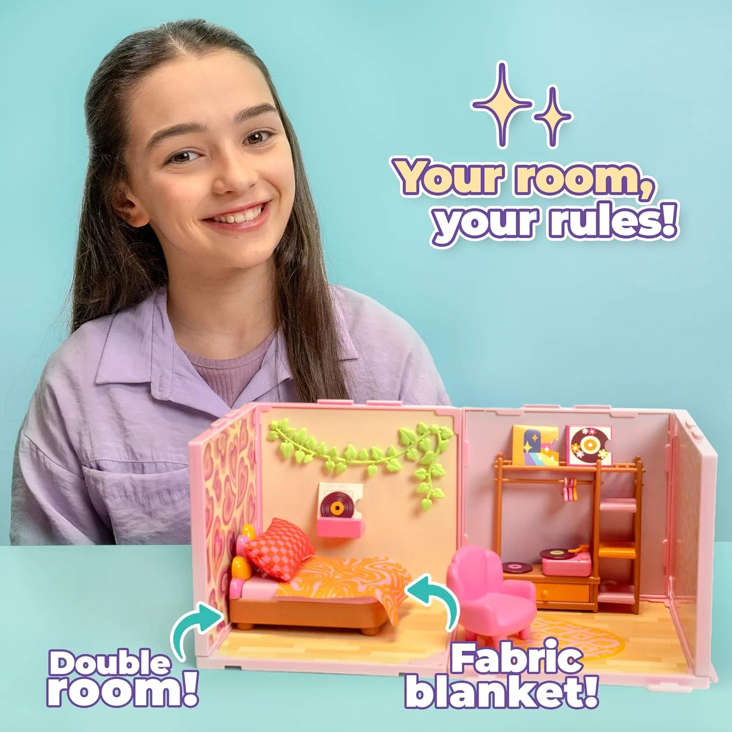 Goliath Suite Spaces - Deluxe Bedroom Set | Your Room, Your Rules! Contains 30 Bedroom Themed Accessories | Modular Dolls House Rooms with Customizable Furniture & Decor | For Ages 6+ - Image 5