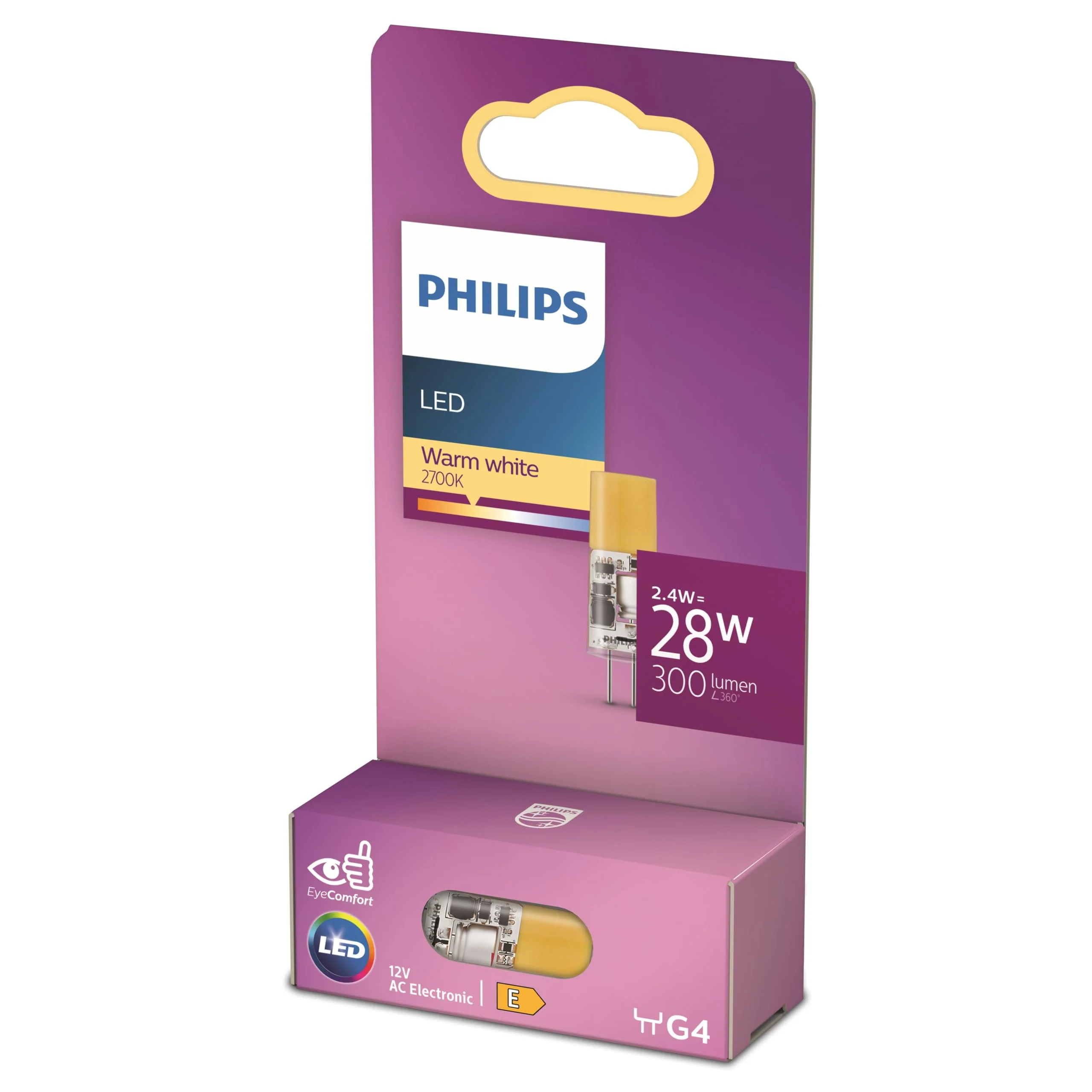 Energiezuinige Philips Led Capsule Transparant - 28 W - G4 - Warmwit Licht