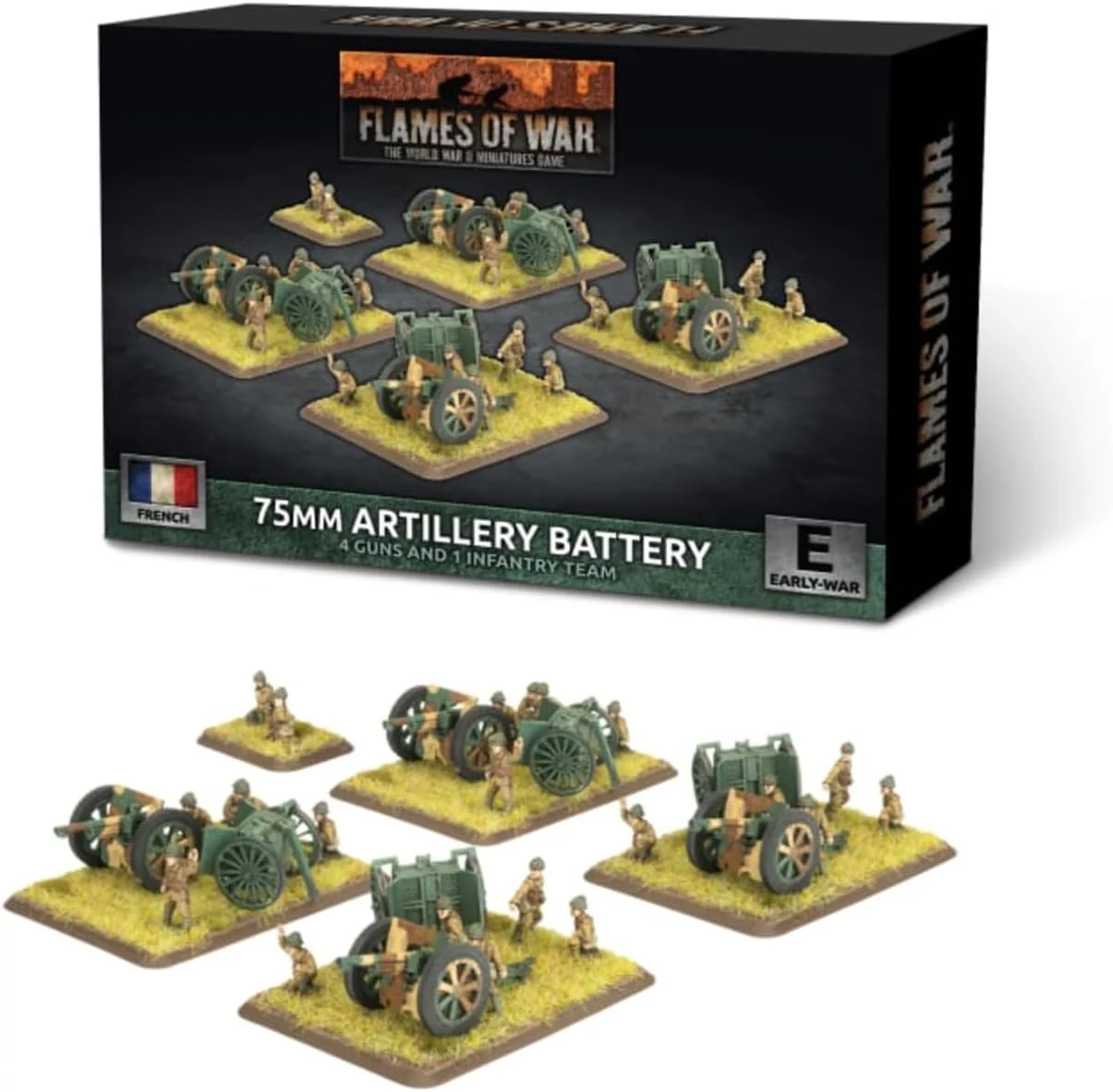 Flames of War: FRX16 75mm mle 1897 Gun Battery (x4 guns - Image 3