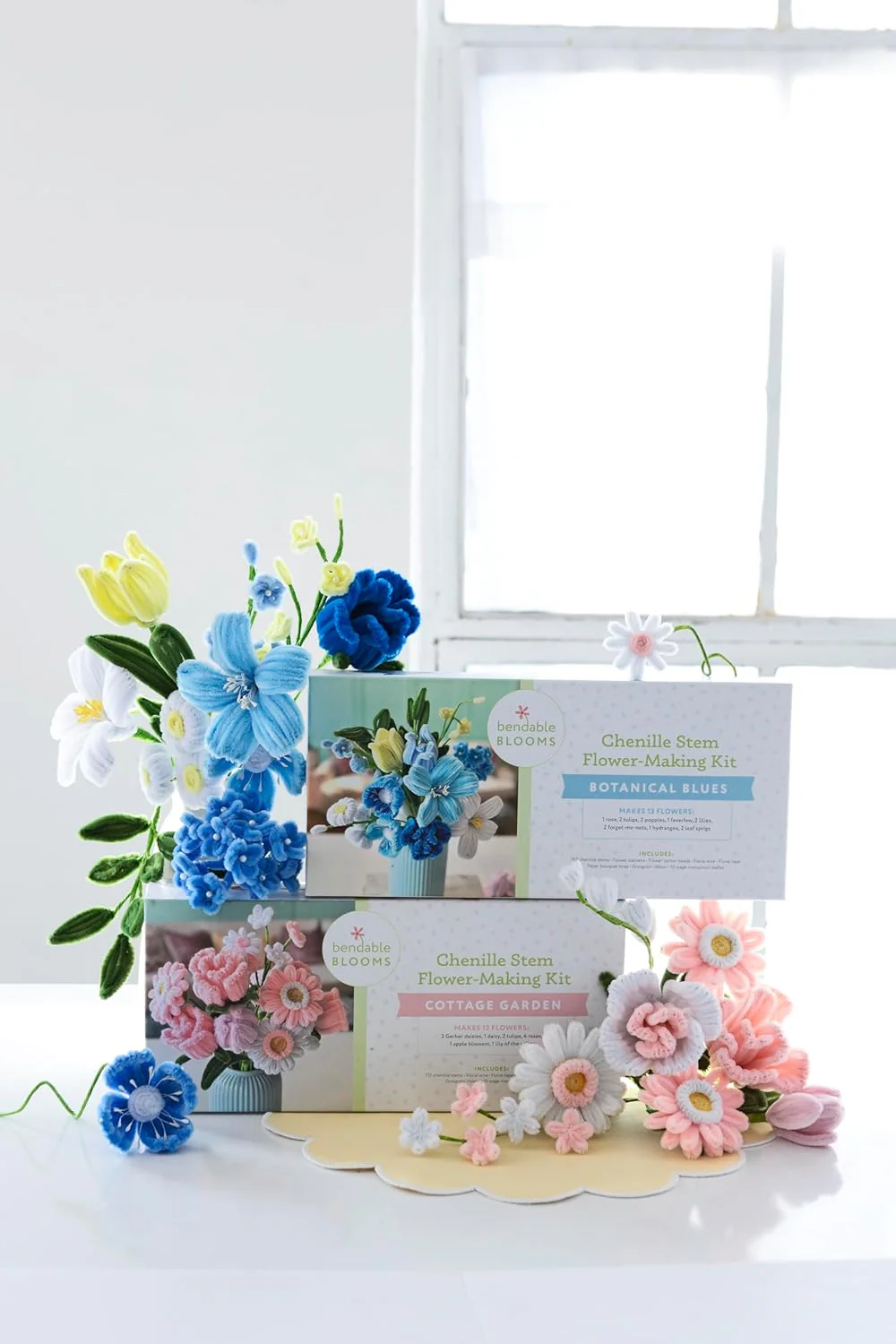 Bendable Blooms Chenille Stem Flower-Making Kit Botanical Blues: Everything You Need to Make a Beautiful Floral Bouquet: Over 140 Chenille Stems with ... Grosgrain Ribbon, and an Instruction Leaflet - Image 2