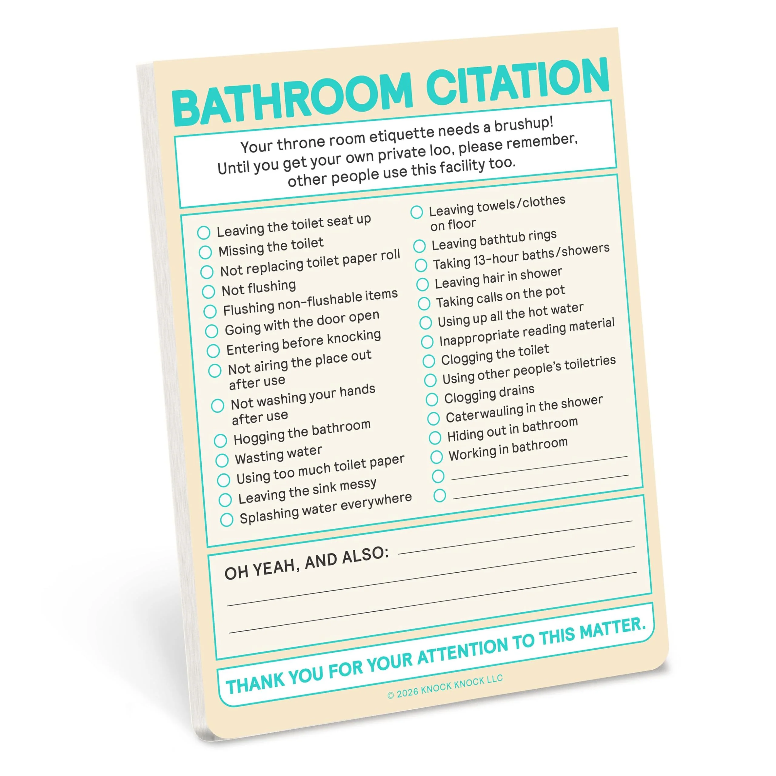 Bathroom Citation Nifty Note (Knock Knock Nifty Notes