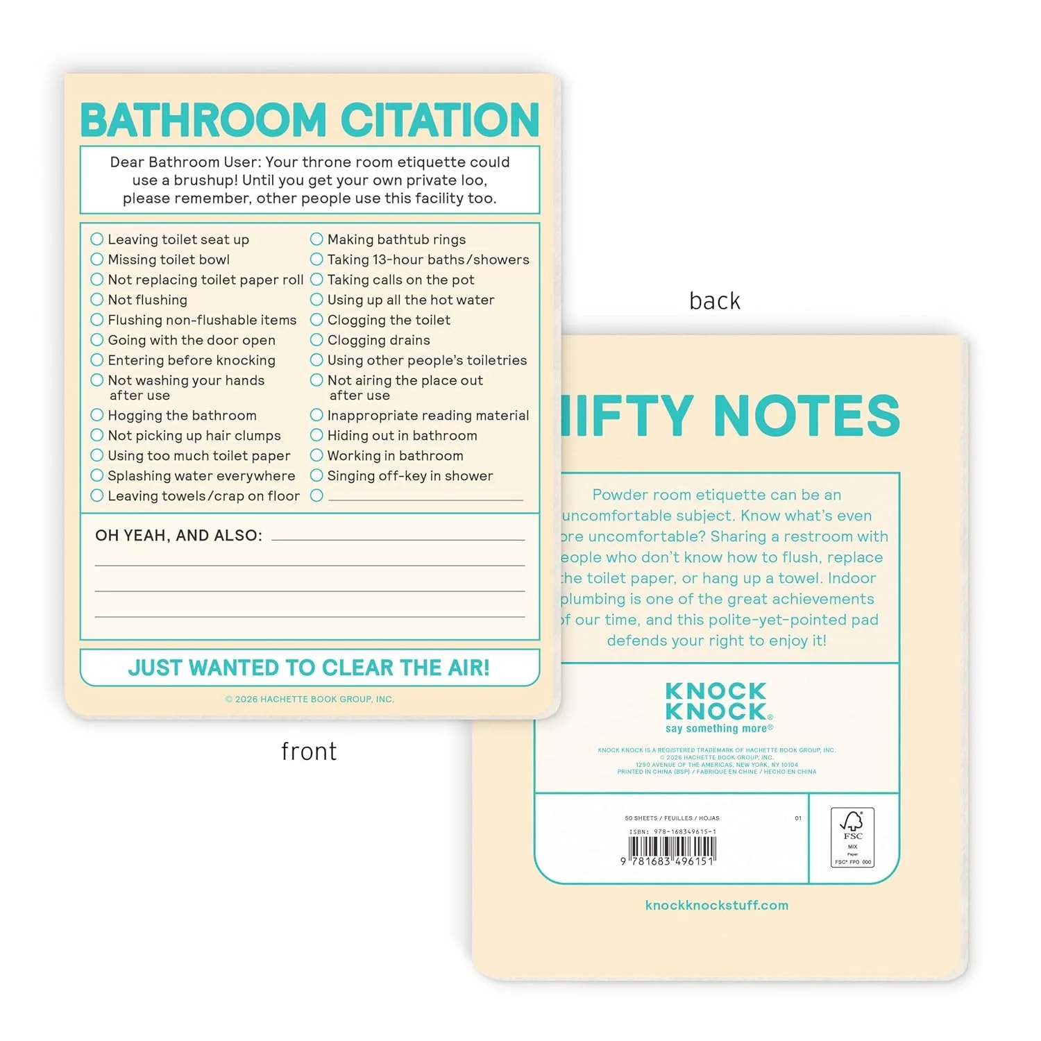 Bathroom Citation Nifty Note (Knock Knock Nifty Notes - Image 5
