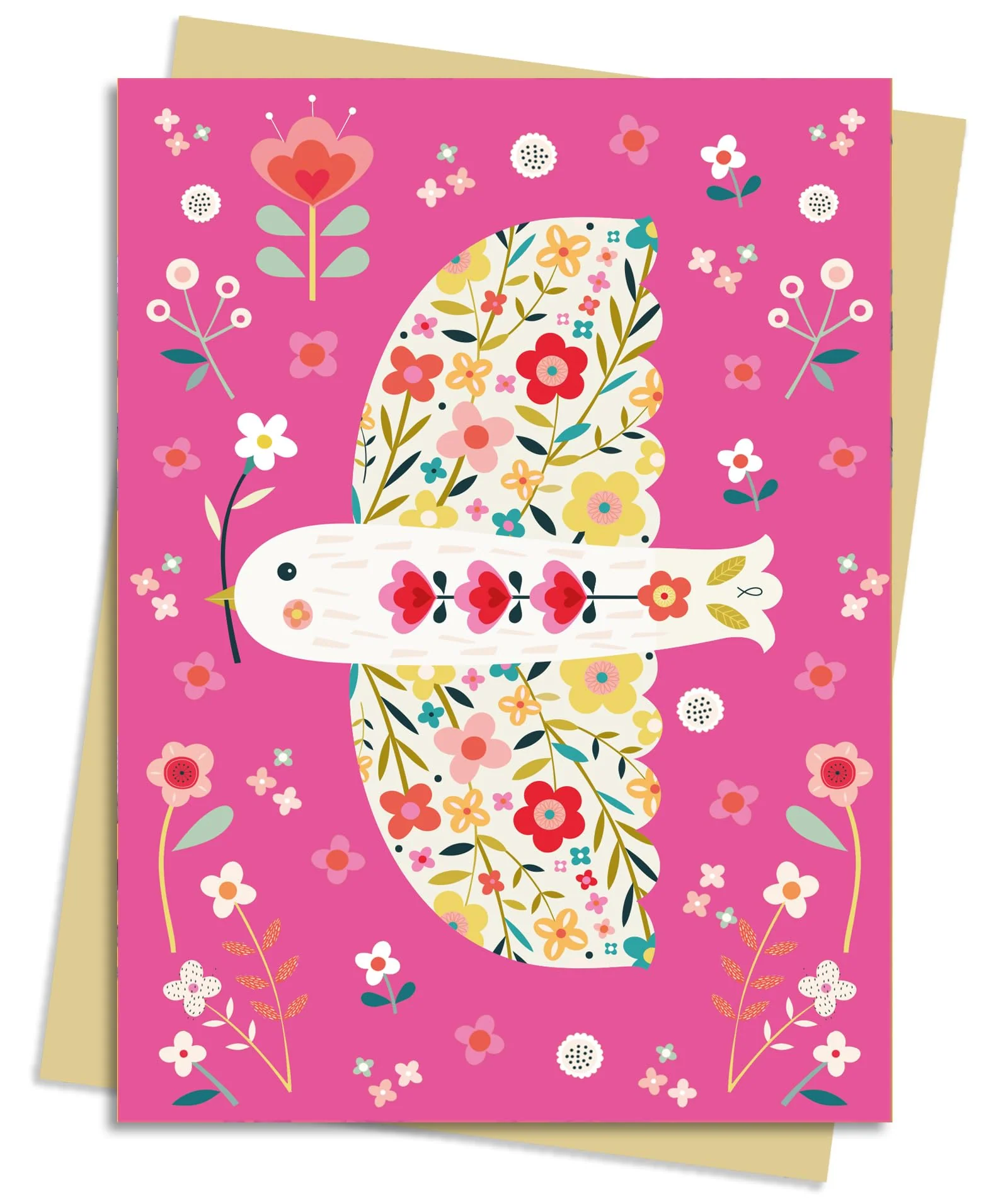 Bee Brown: Pink Floral Dove Greeting Card Pack: Pack of 6