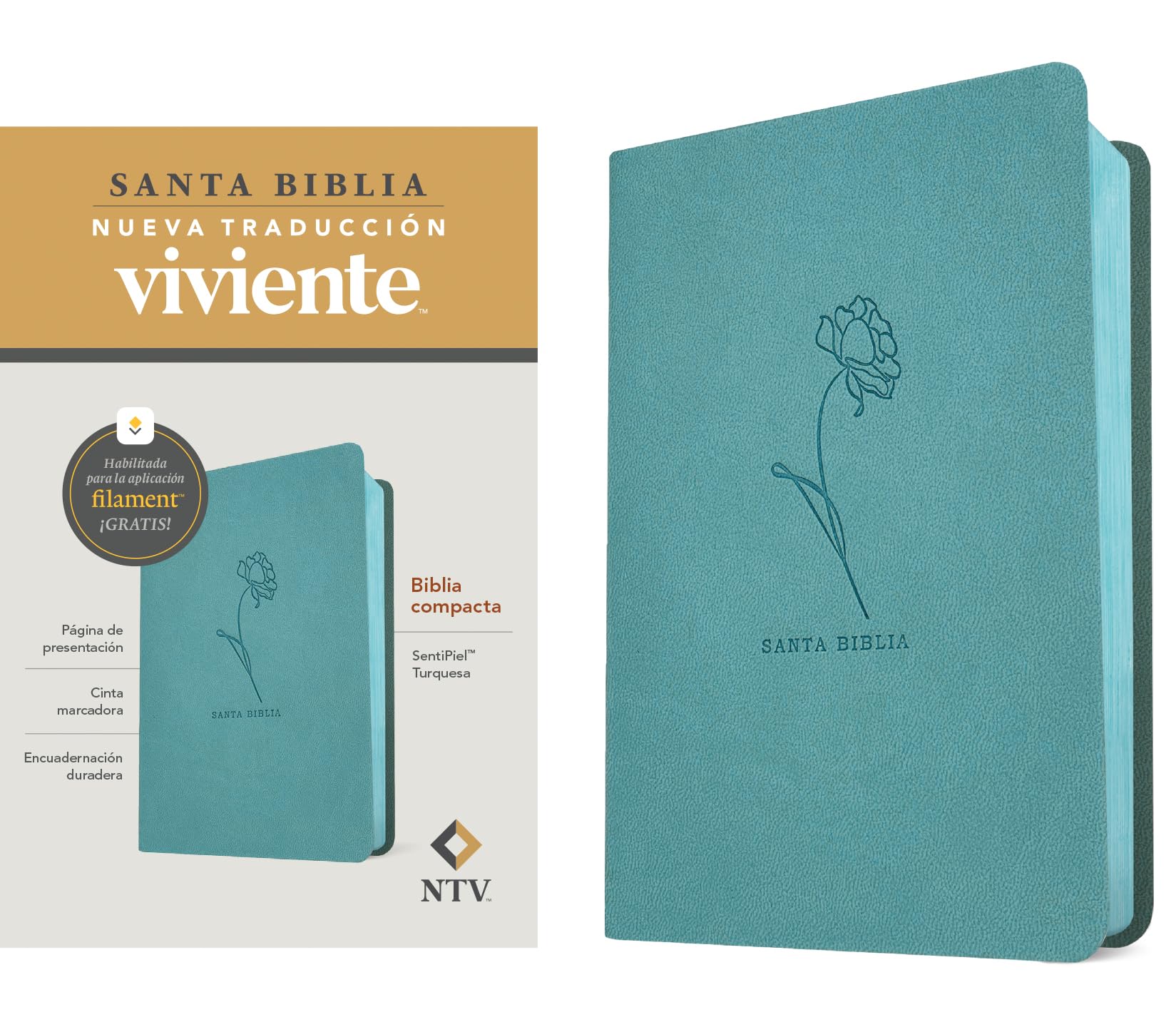 Biblia compacta NTV, con Filament (SentiPiel, Turquesa