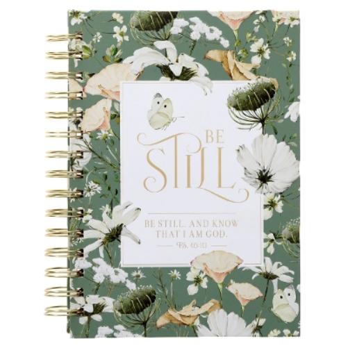 Christian Art Gifts Inspirational Journal, Be Still Wide Ruled Notebook, Psalm 46:10 Bible Verse, Green, 192 Lined Pages W/Scripture, (8.4" X 6.4" X 1")